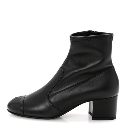 Chanel Stretch Lambskin Cap Toe CC Uniform Short Boots 37 Black 1 of 9