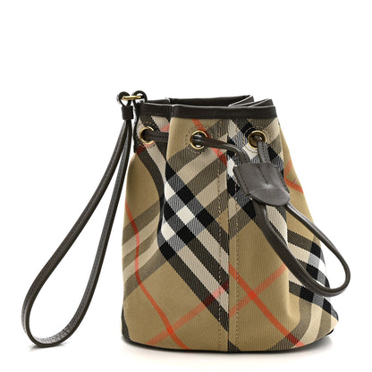 Burberry Check Mini Drawstring Pouch Sand 1 of 12