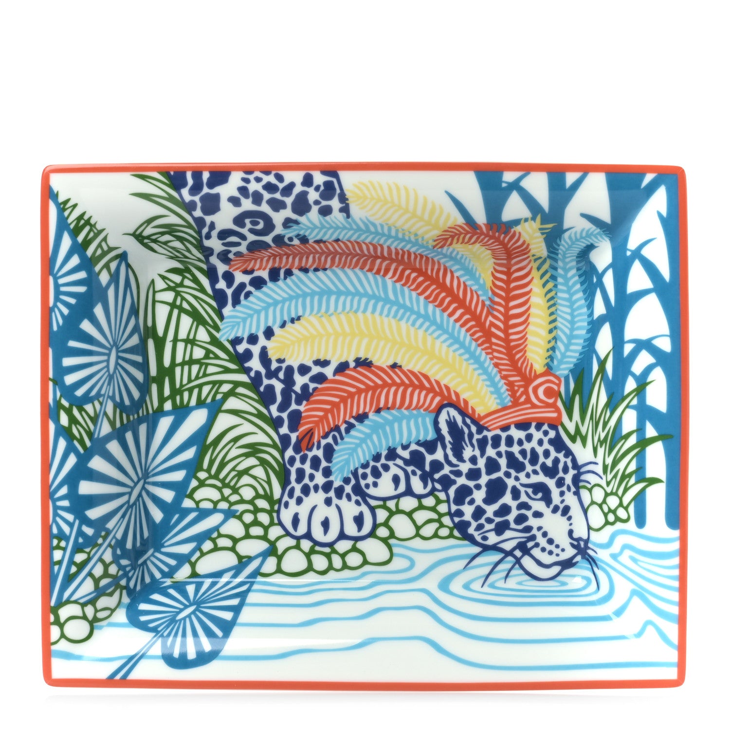 Hermes Porcelain Jaguar Quetzal II Change Tray 1 of 6