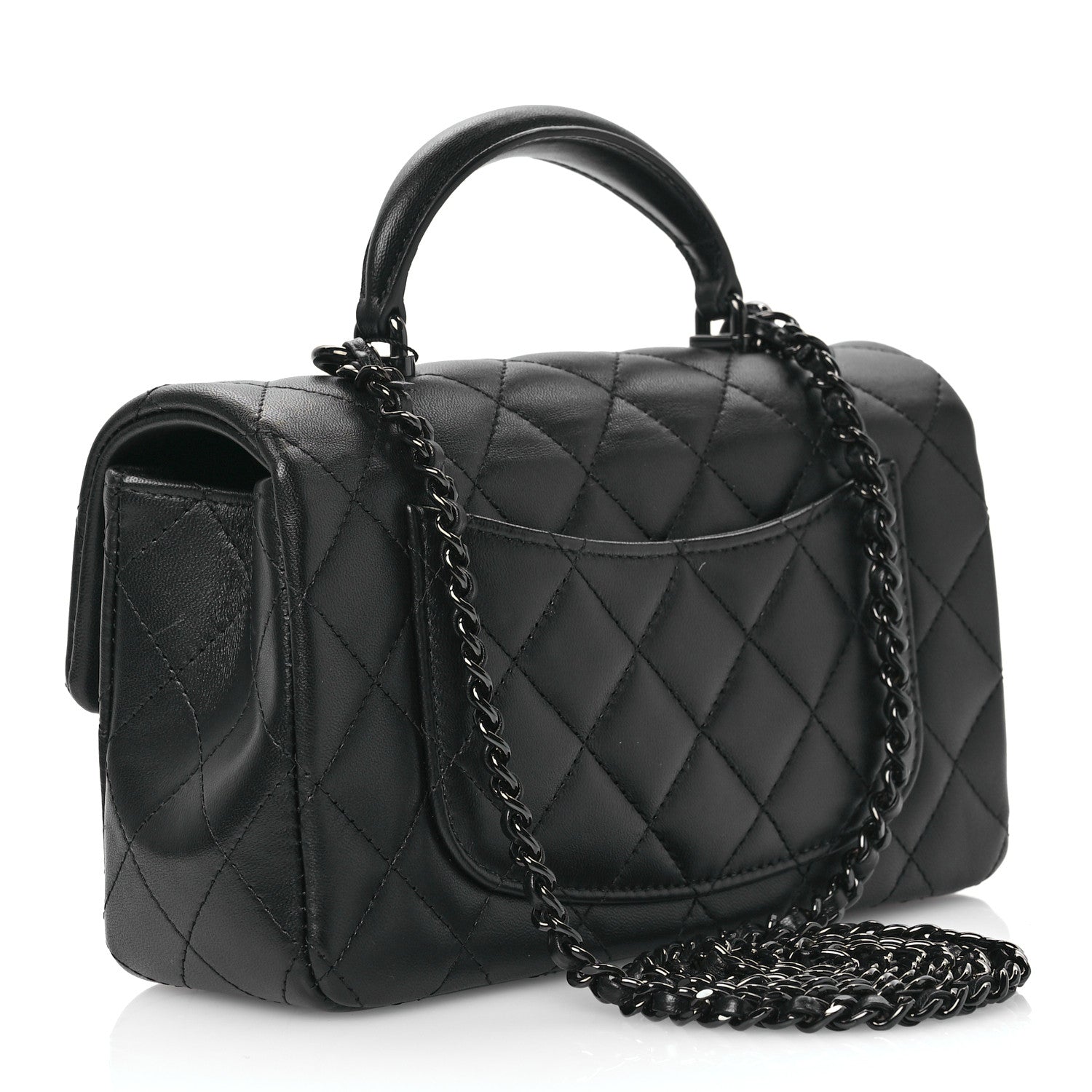Chanel Lambskin Quilted Mini Top Handle Rectangular Flap So Black 3 of 12