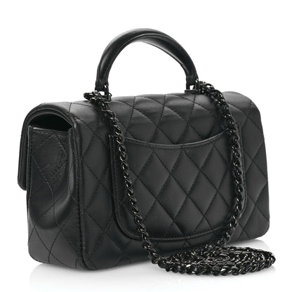 Chanel Lambskin Quilted Mini Top Handle Rectangular Flap So Black 3 of 12