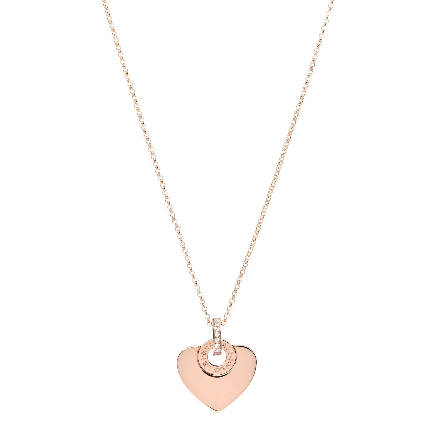 Bulgari 18K Rose Gold Diamond BVLGARI BVLGARI Cuore Pendant Necklace 1 of 7