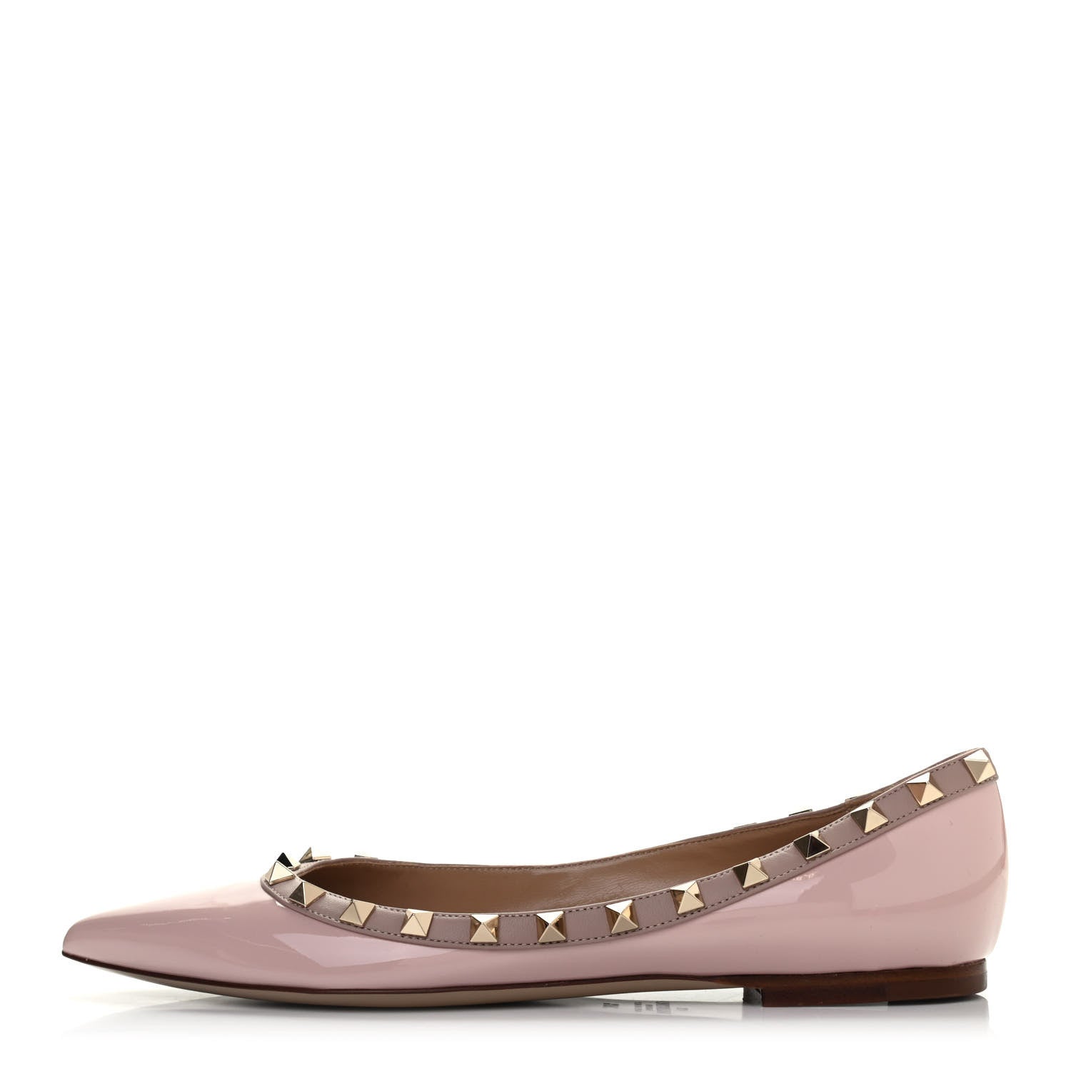 Valentino Garavani Patent Rockstud Ballerina Flats 38.5 Water Rose Poudre 1 of 4