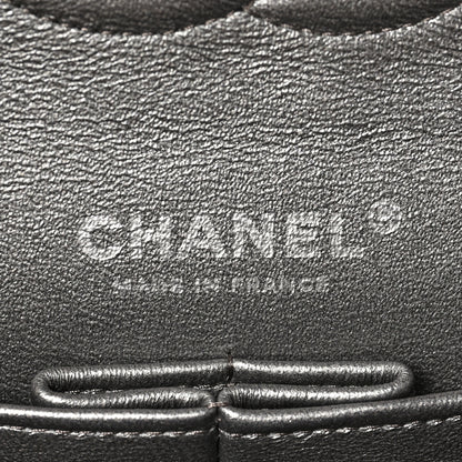 Chanel Metallic Lambskin Quilted Medium Double Flap Pewter 7 of 9