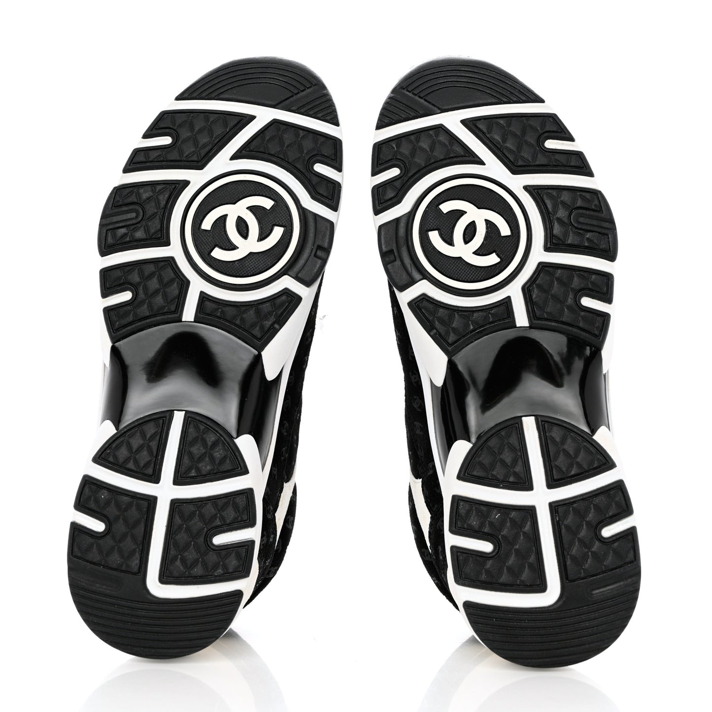 Suede Calfskin Printed CC Sneakers 36.5 Black White
