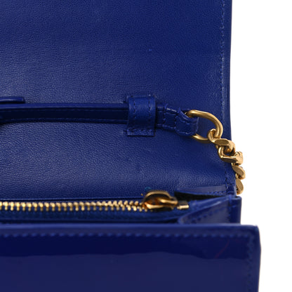 Saint Laurent Patent Calfskin Monogram Kate Wallet On Chain Royal Blue 11 of 11
