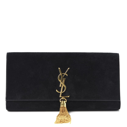 Saint Laurent Velvet Classic Monogram Tassel Clutch Black 1 of 10