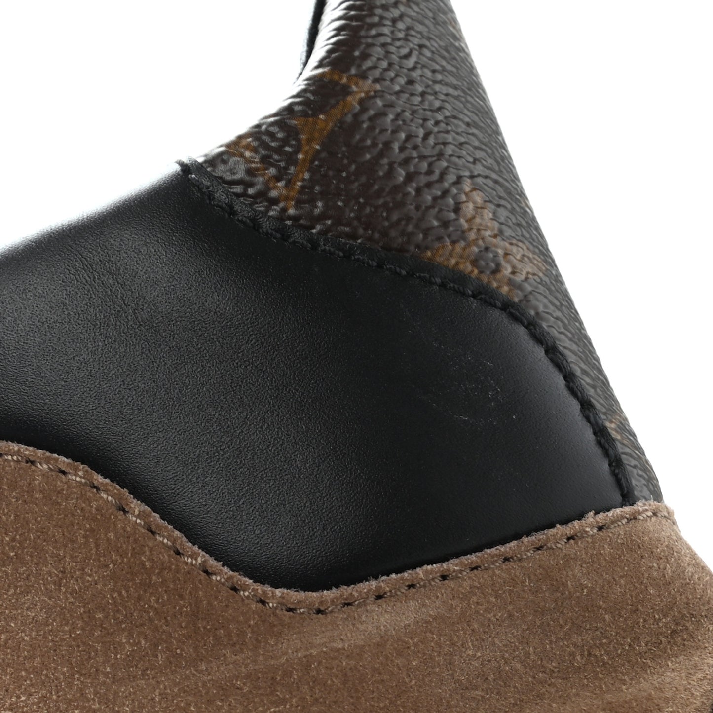 Suede Calfskin Monogram Laureate Platform Desert Boots 40 Taupe