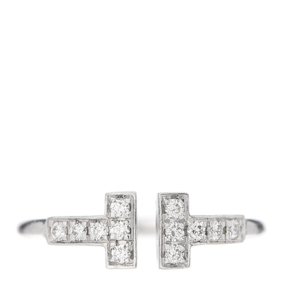 Tiffany 18K White Gold Diamond T Wire Ring 50 5.5 1 of 5