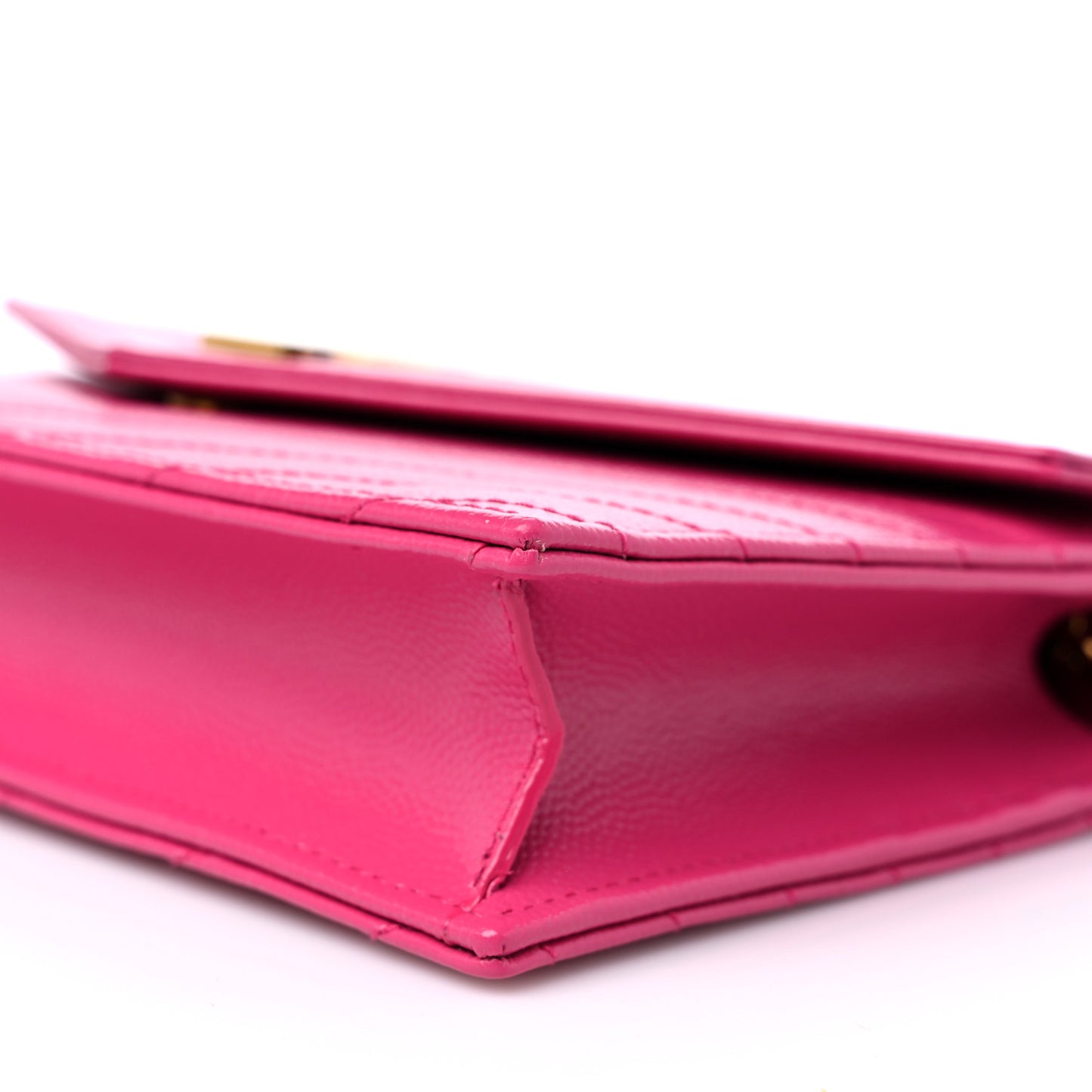 Grain De Poudre Matelasse Chevron Monogram Envelope Chain Wallet Fresh Fuchsia