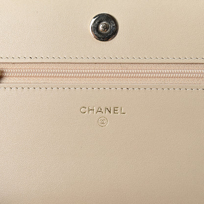 Chanel Tweed Shearling Quilted Wallet On Chain WOC and Coin Purse Beige Black 5 of 10