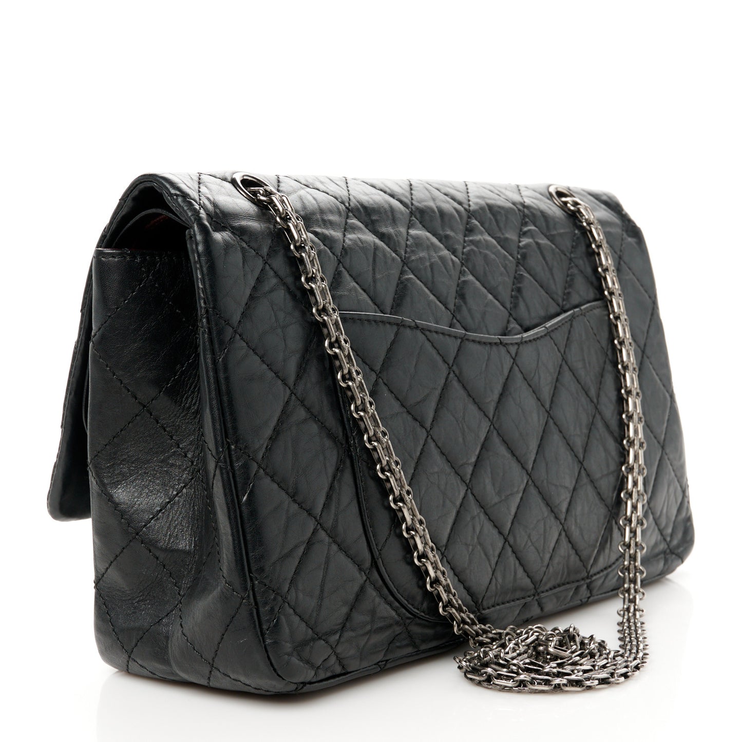 Aged Calfskin Quilted 2.55 Reissue 227 Flap Black