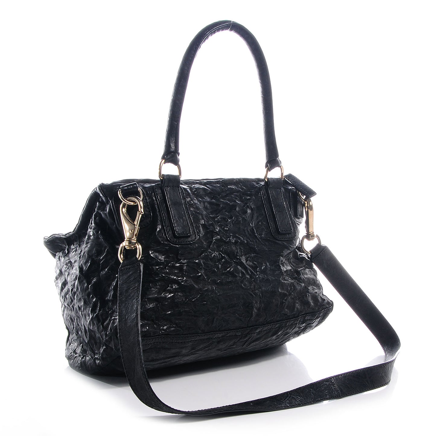 Tumbled Sheepskin Medium Pandora Bag Black