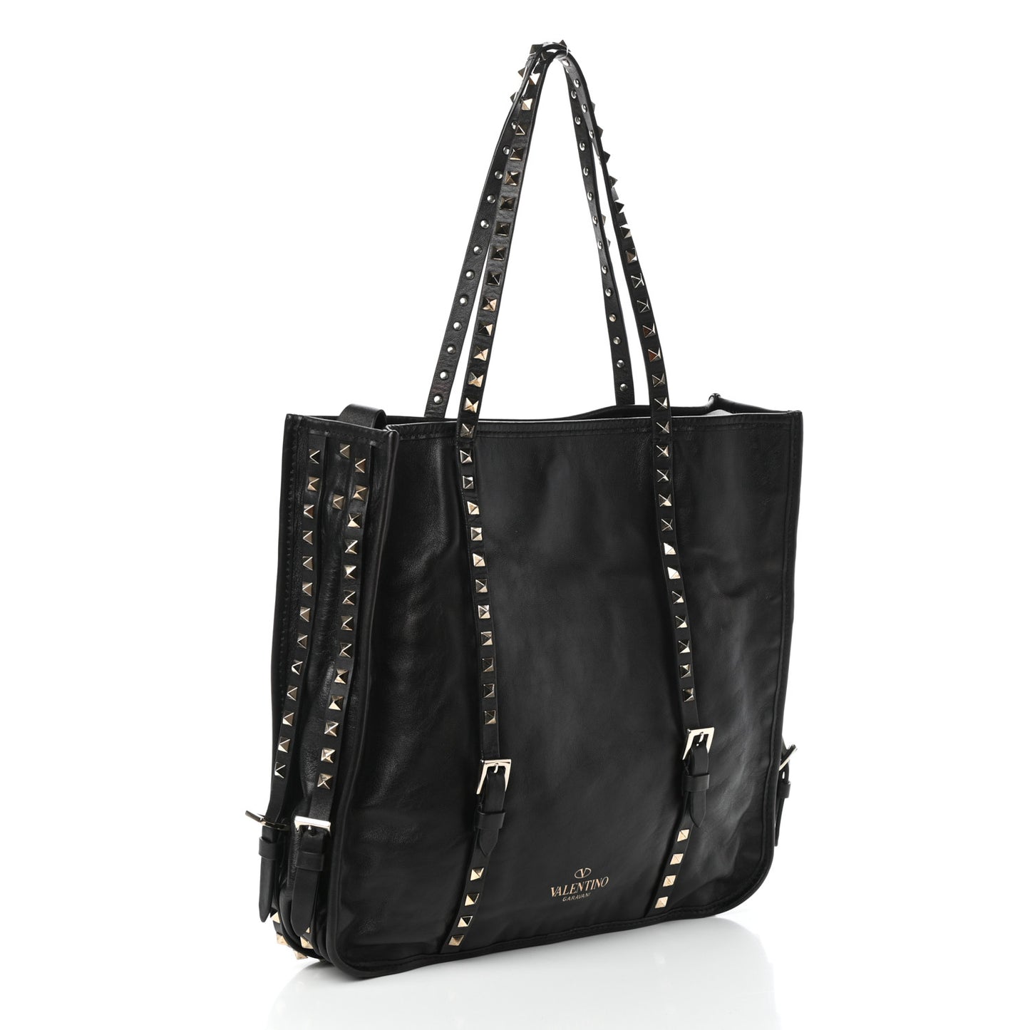 Vitello Rockstud Shopper Tote Black