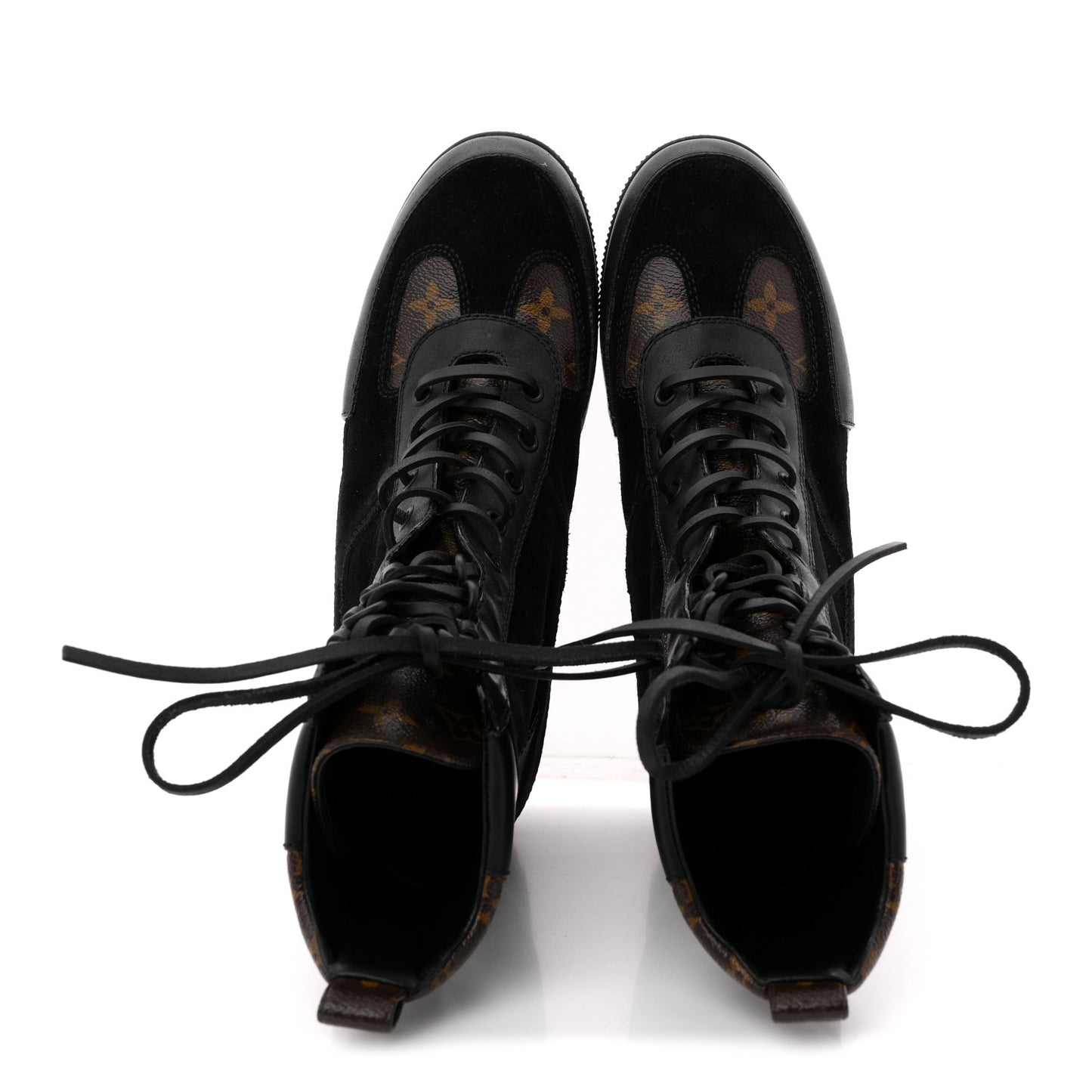 Suede Calfskin Monogram Laureate Platform Desert Boots 39 Black