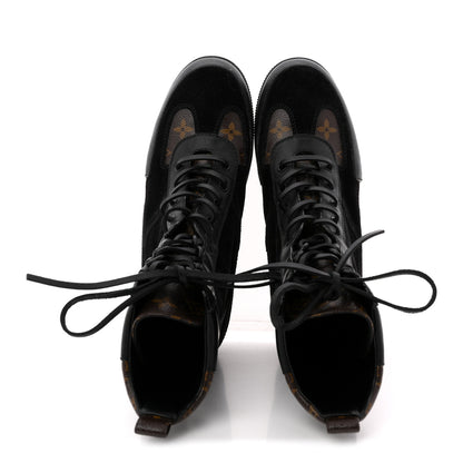 Louis Vuitton Suede Calfskin Monogram Laureate Platform Desert Boots 39 Black 2 of 10