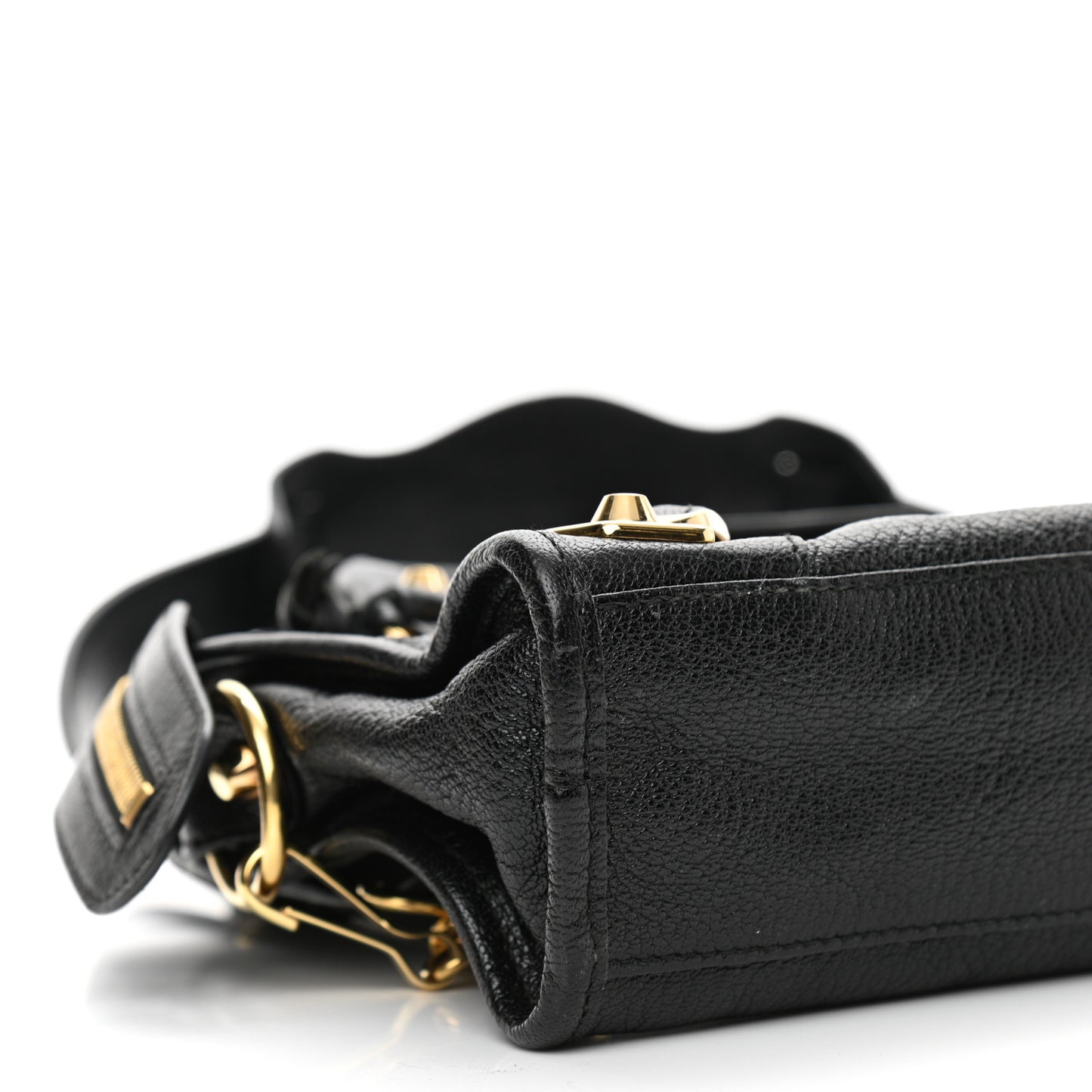 Chevre Gold Metallic Edge Hardware Mini City Black