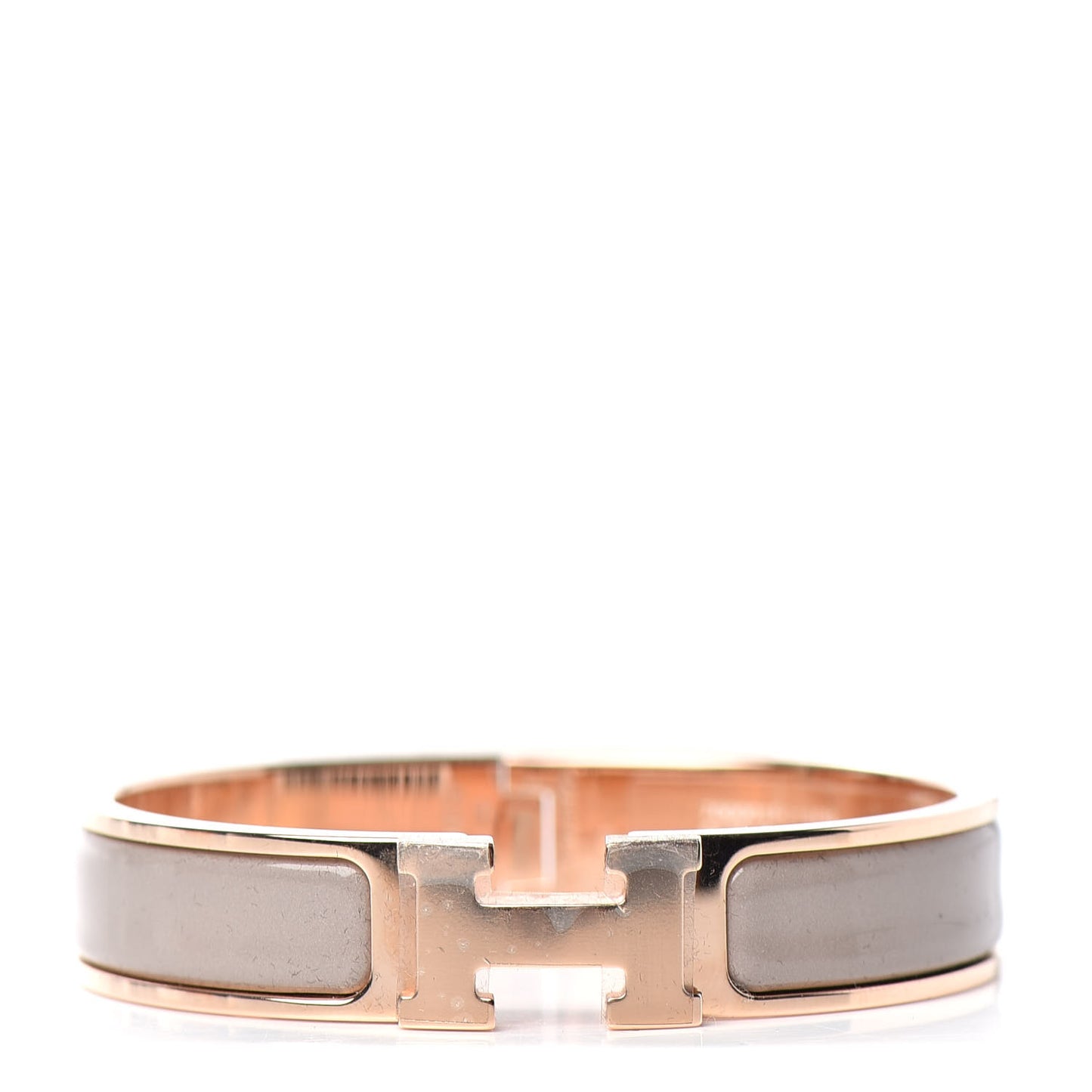 Enamel Clic Clac H Narrow Bracelet PM Marron Glace