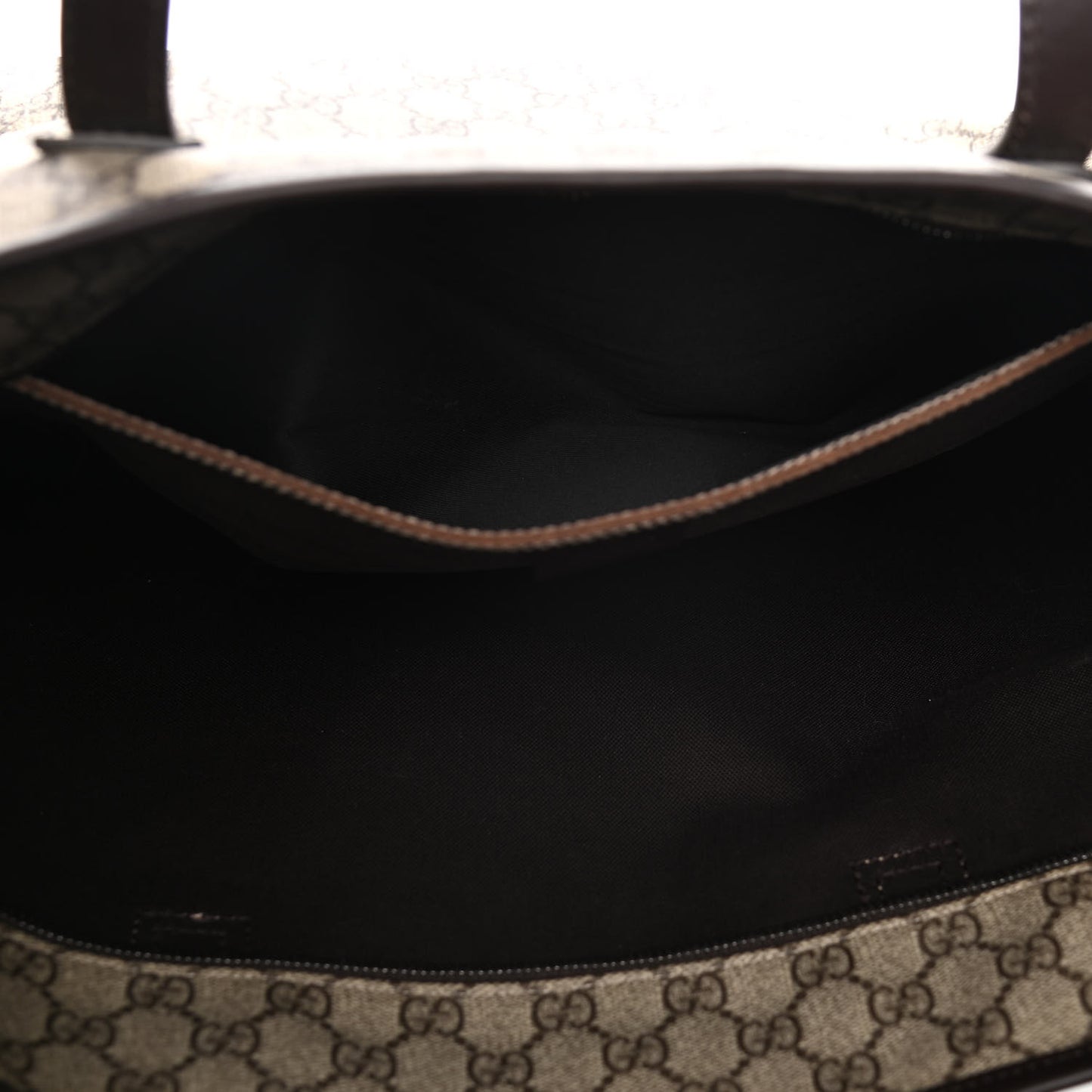 GG Supreme Monogram Large Zippered Shopping Tote Brown