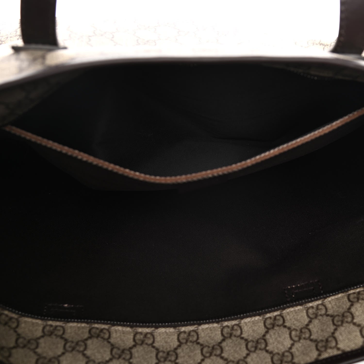 Gucci GG Supreme Monogram Large Zippered Shopping Tote Brown 6 of 12