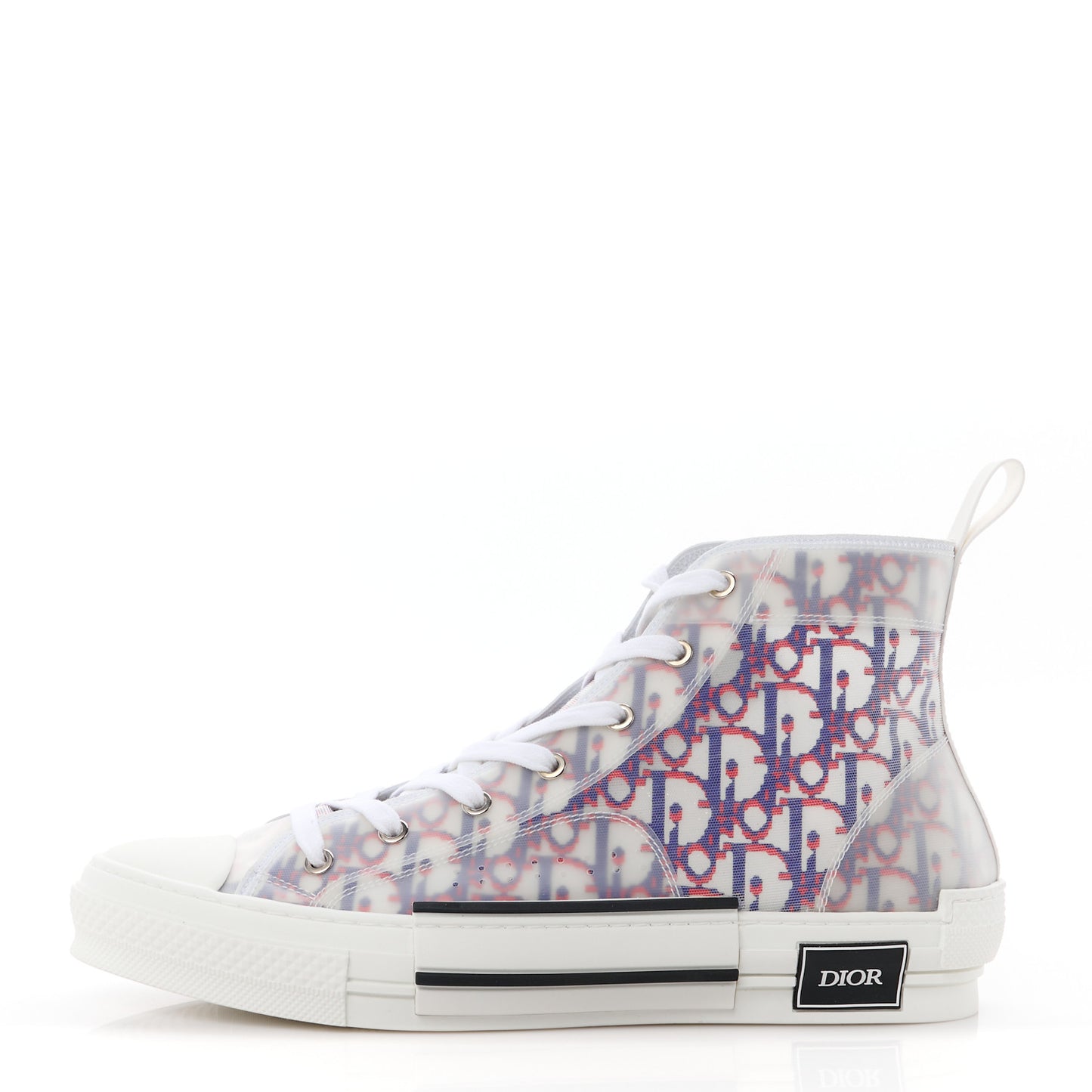 Technical Canvas Oblique Mens B23 High Top Sneakers 44 Blue Red