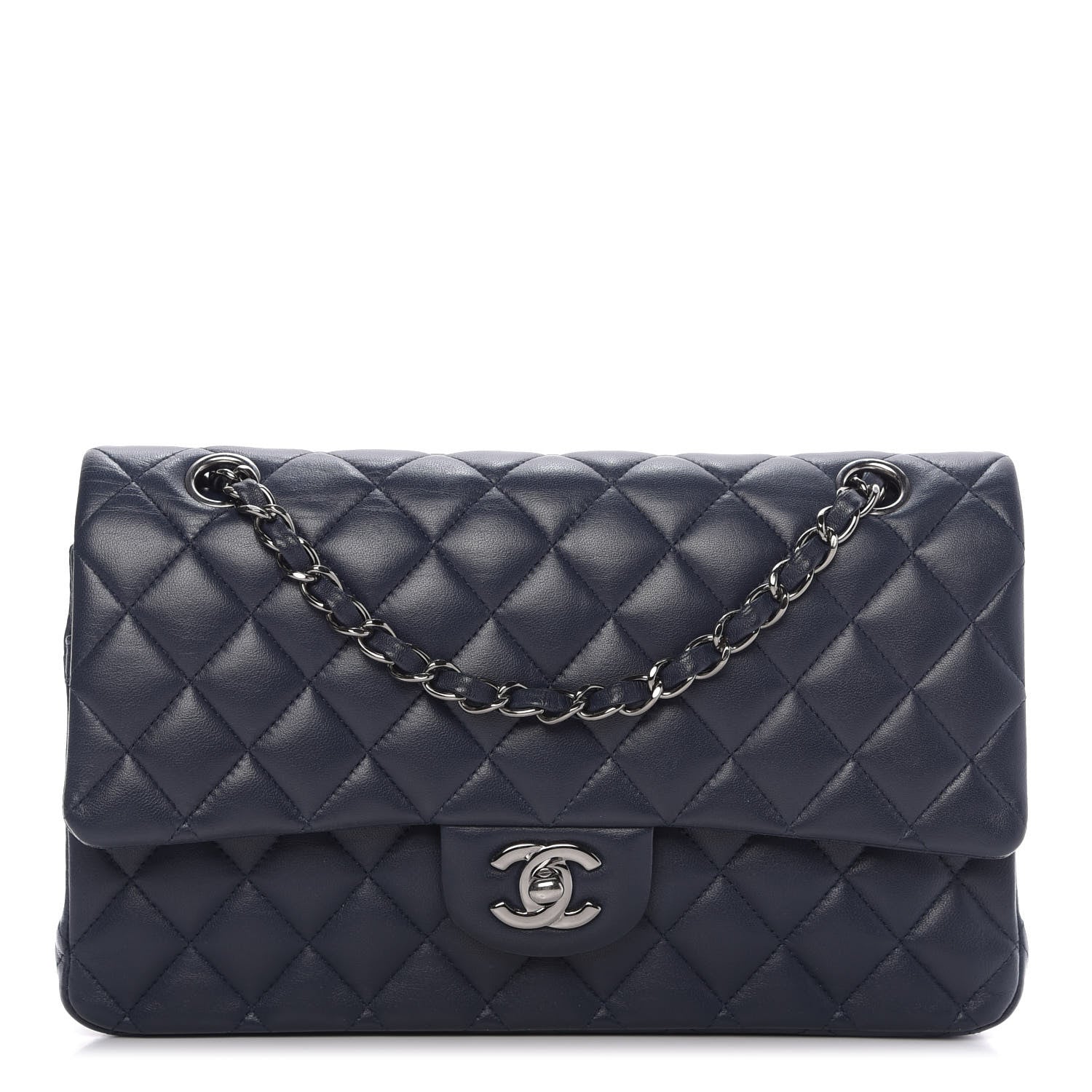 Chanel Lambskin Quilted Medium Double Flap Navy 1 of 11