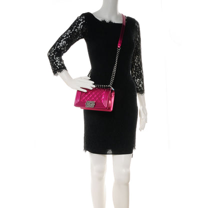 Chanel Metallic Patent Calfskin Quilted Small Boy Flap Pink 2 of 10