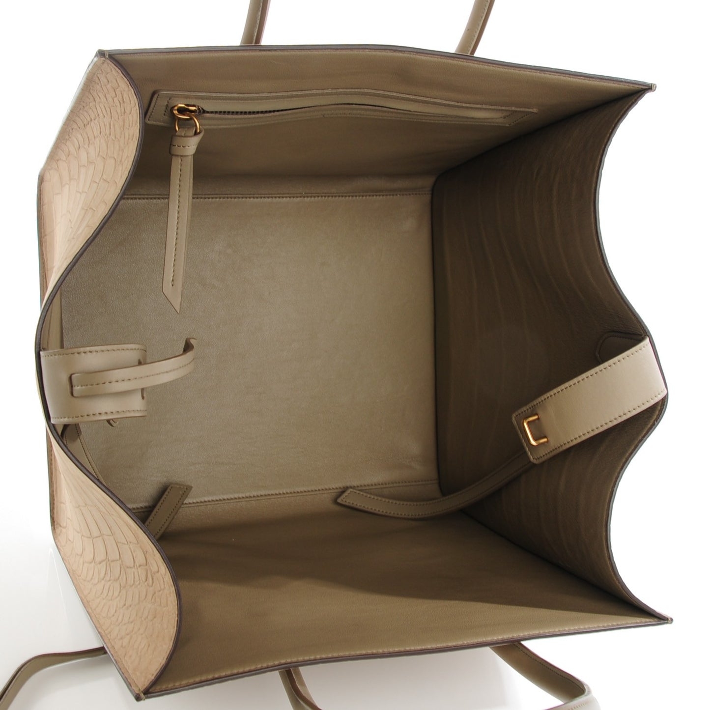 Crocodile Embossed Calfskin Medium Phantom Luggage Beige