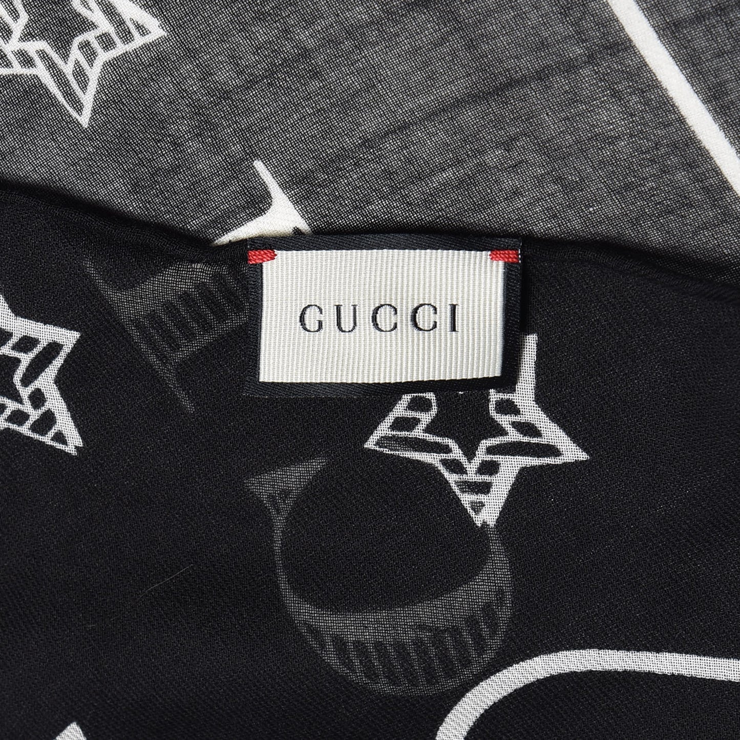 Cotton Dragon Print Square Scarf Black