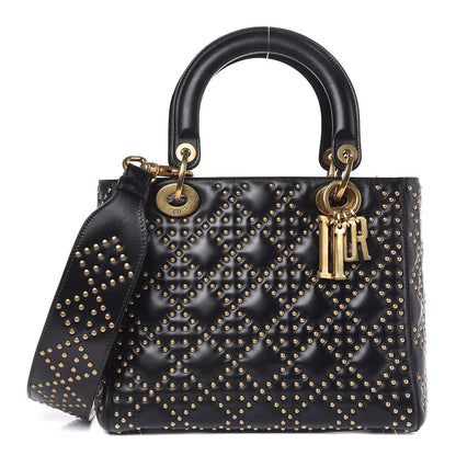 Christian Dior Calfskin Cannage Studded Medium Supple Lady Dior Black 1 of 10