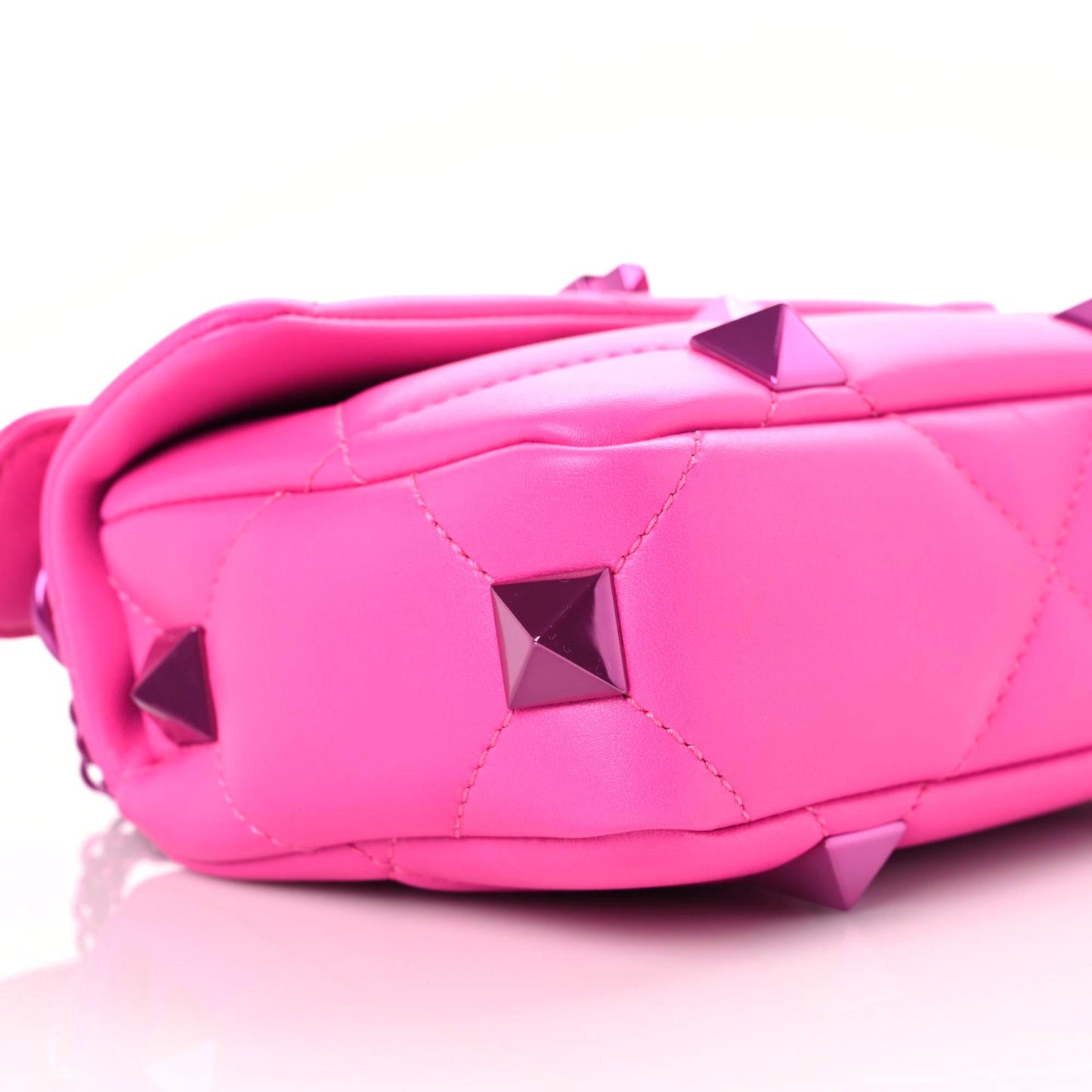 Nappa Lacquer Monochrome Small Roman Stud Shoulder Bag Pink PP