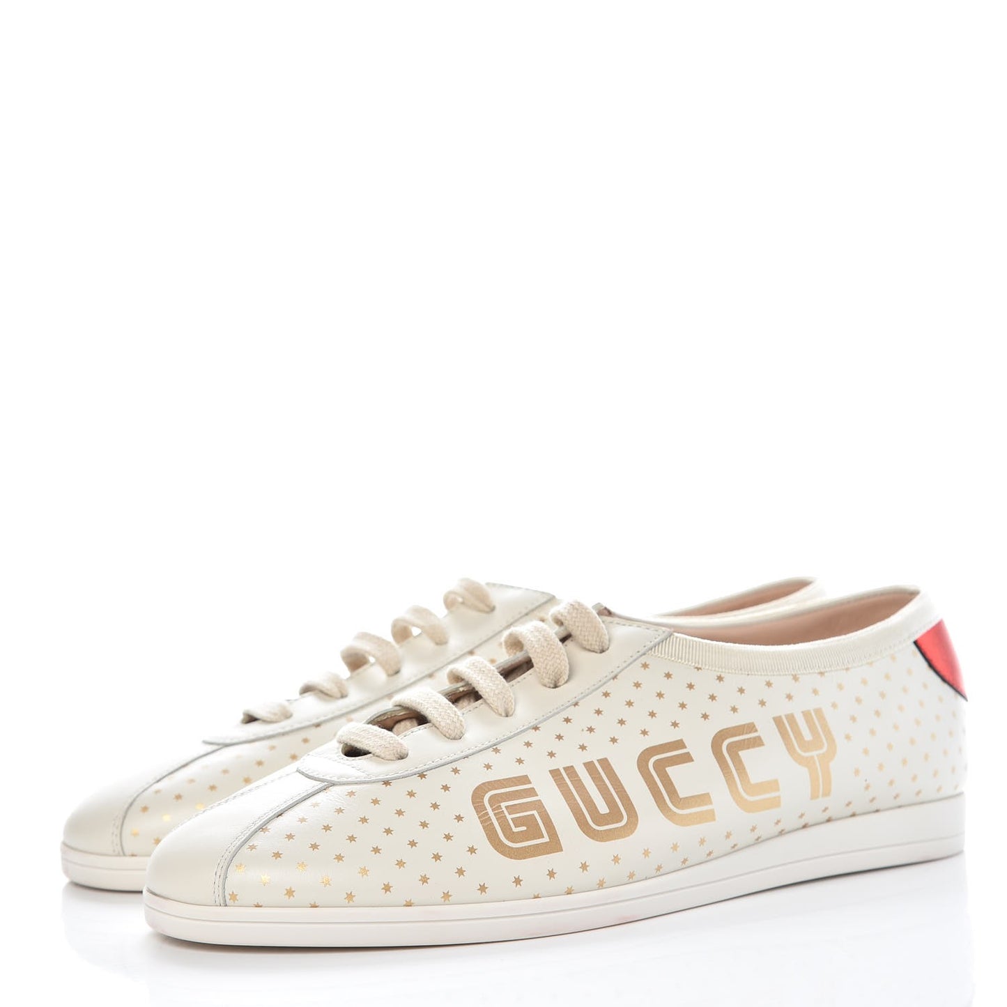 X SEGA Calfskin GUCCY Stars Womens Falacer Sneakers 39 White