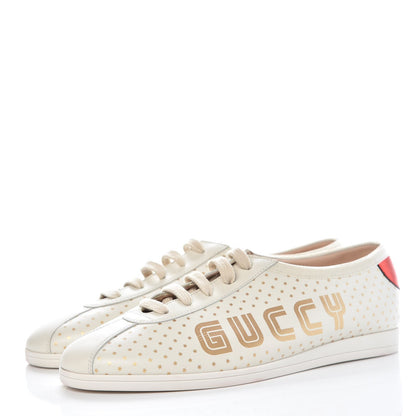 Gucci X SEGA Calfskin GUCCY Stars Womens Falacer Sneakers 39 White 3 of 11