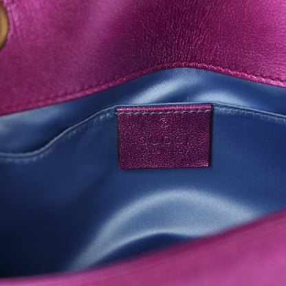 Gucci Metallic Calfskin Matelasse Mini GG Marmont Shoulder Bag Fuchsia 8 of 10