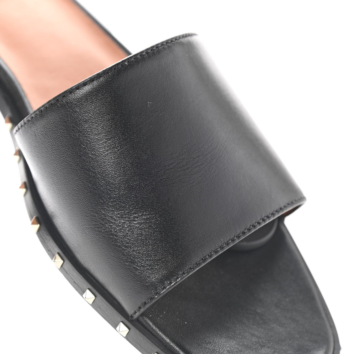 Nappa Soul Rockstud Flat Slide Sandals 40 Black