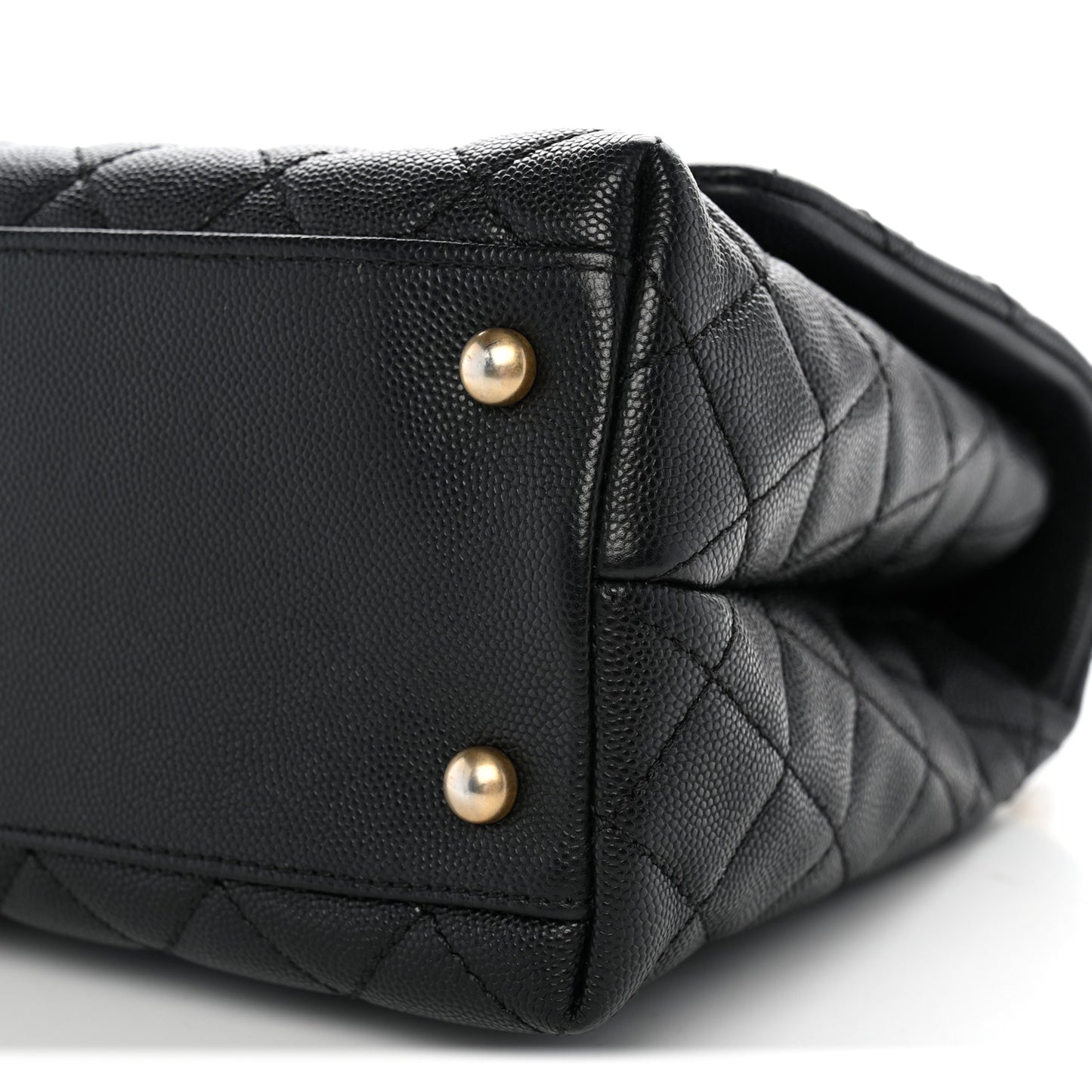 Caviar Lizard Quilted Small Coco Handle Flap Black