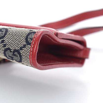 Gucci Monogram Bamboo Bar Clutch Navy Red 10 of 12