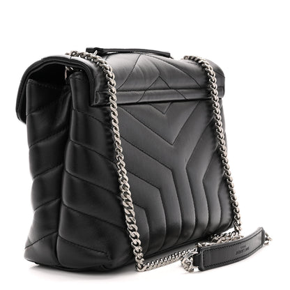 Saint Laurent Calfskin Y Quilted Monogram Small Loulou Chain Satchel Black 3 of 12