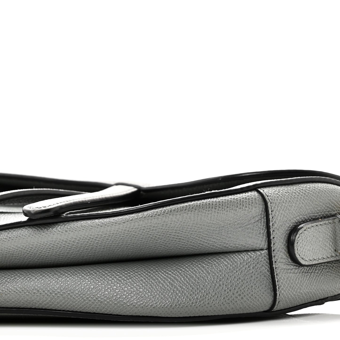 Grained Calfskin Saddle Bag Grey Stone