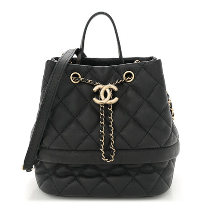 Chanel Caviar Quilted Rolled Up Bucket Drawstring Bag Black 1 of 10