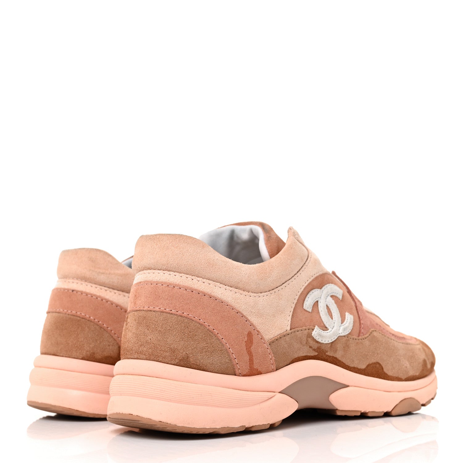 Chanel Nylon Lambskin Suede Calfskin CC Sneakers 37 Pink 4 of 7