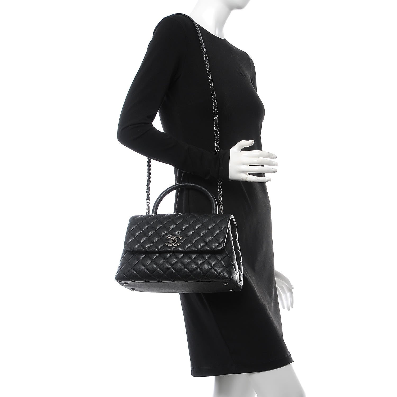 Chanel Caviar Quilted Small Coco Handle Flap Black 2 of 12