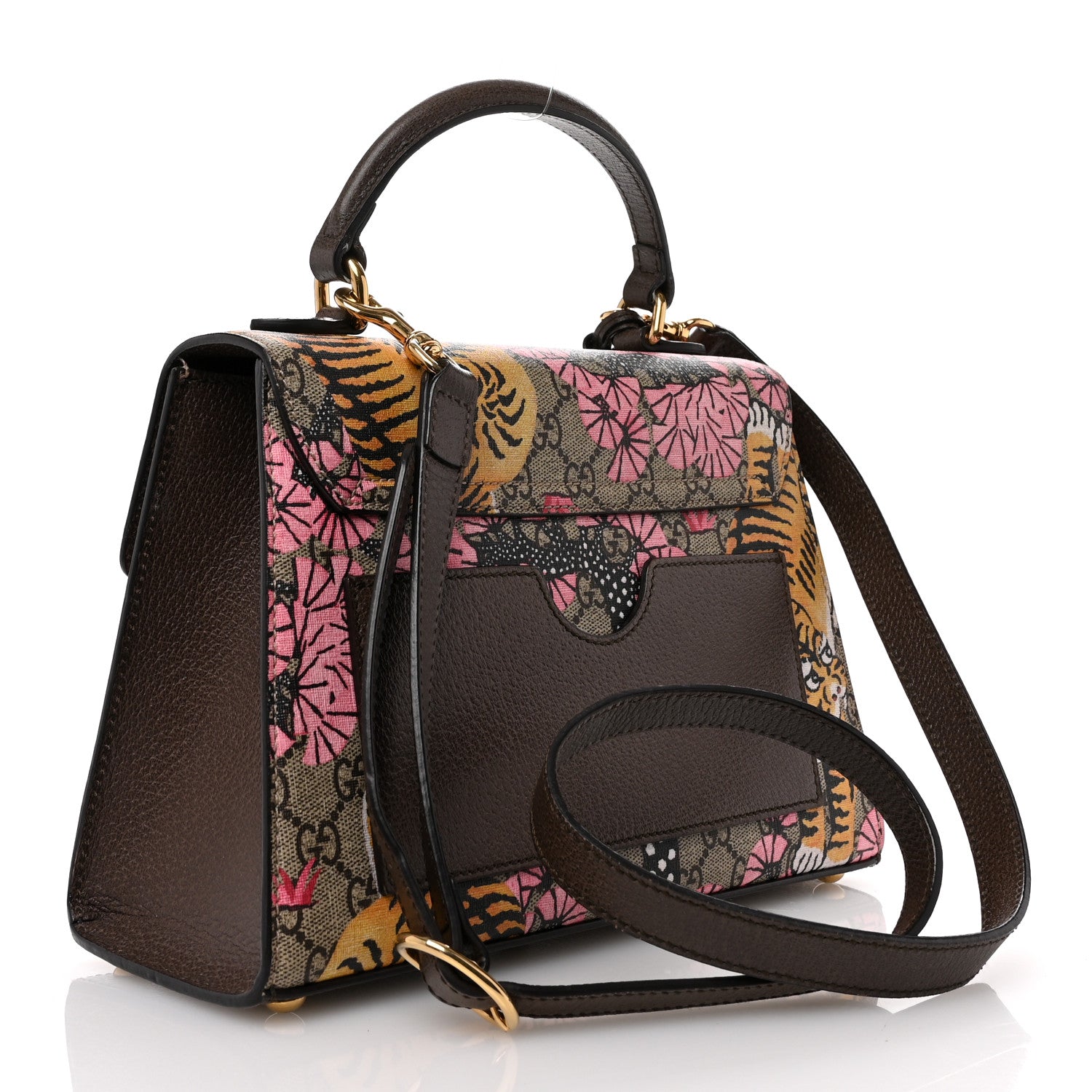 Gucci GG Supreme Monogram Bengal Small Padlock Top Handle Bag Beige Pink 3 of 11