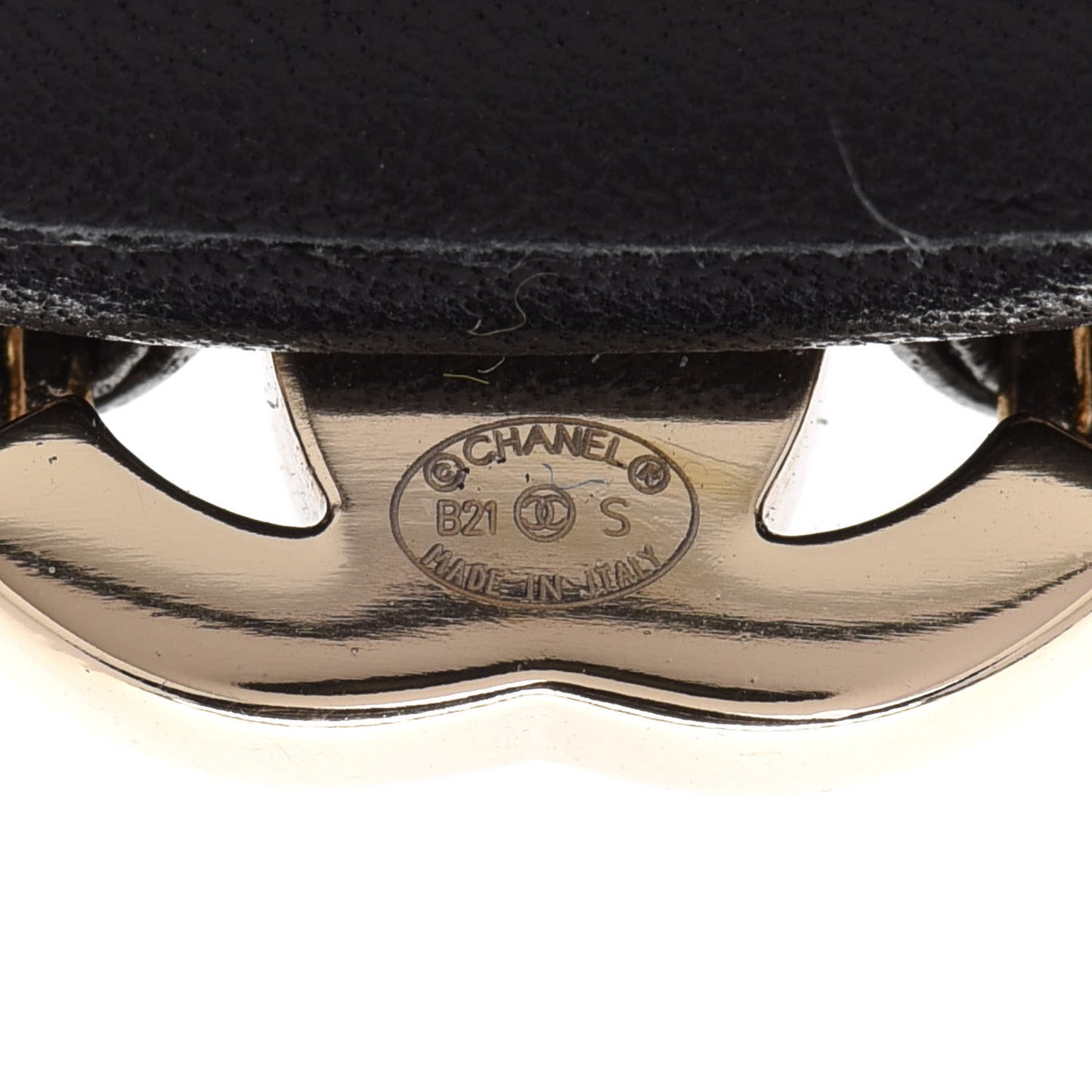 Metal Lambskin CC Turnlock Chain Headband Gold Black