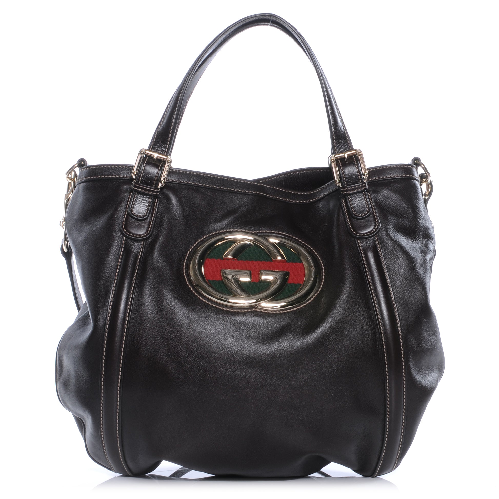 Gucci Leather Medium Britt Bag Dark Brown 1 of 7
