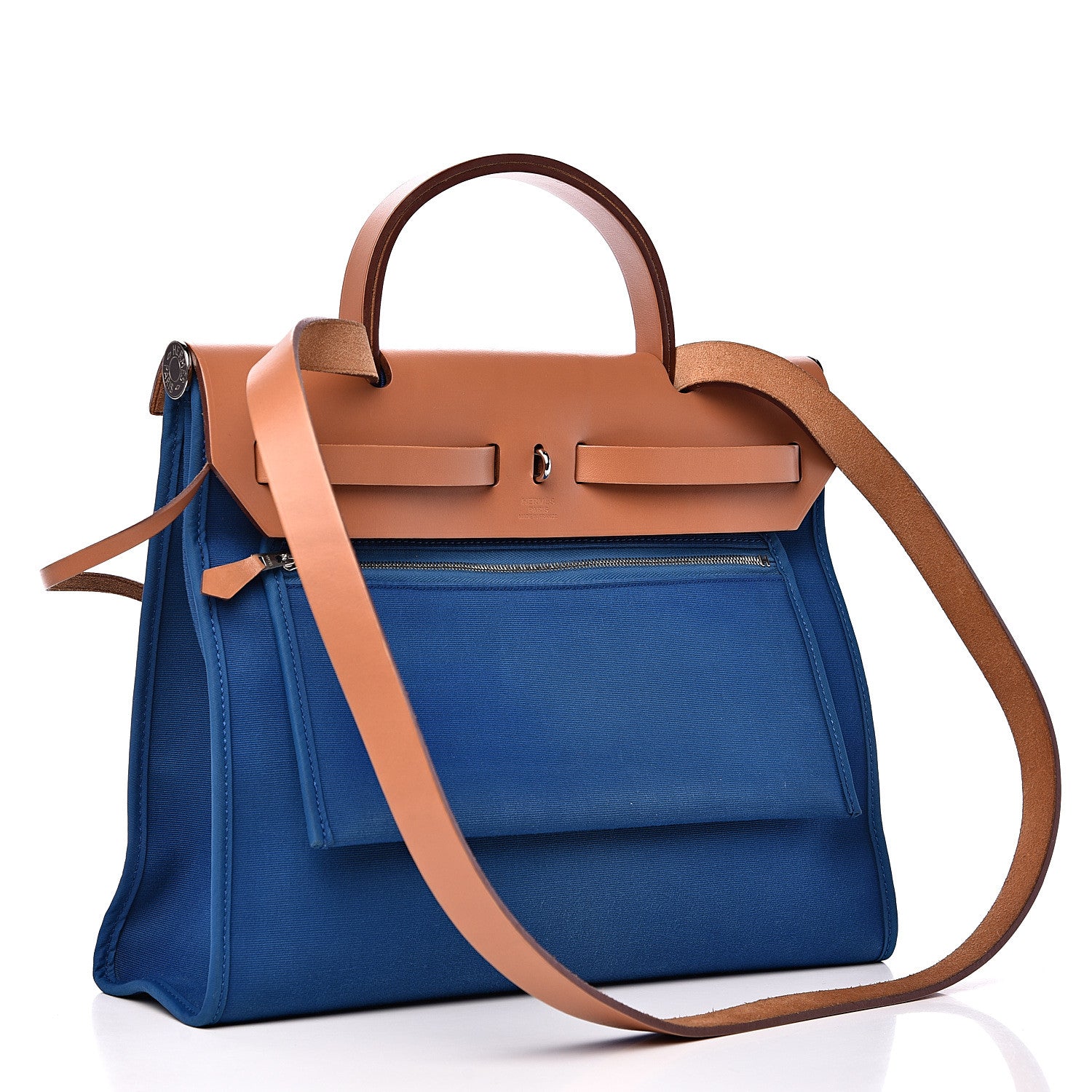 Hermes Vache Hunter Toile Herbag Zip 31 PM Azur Natural 2 of 15