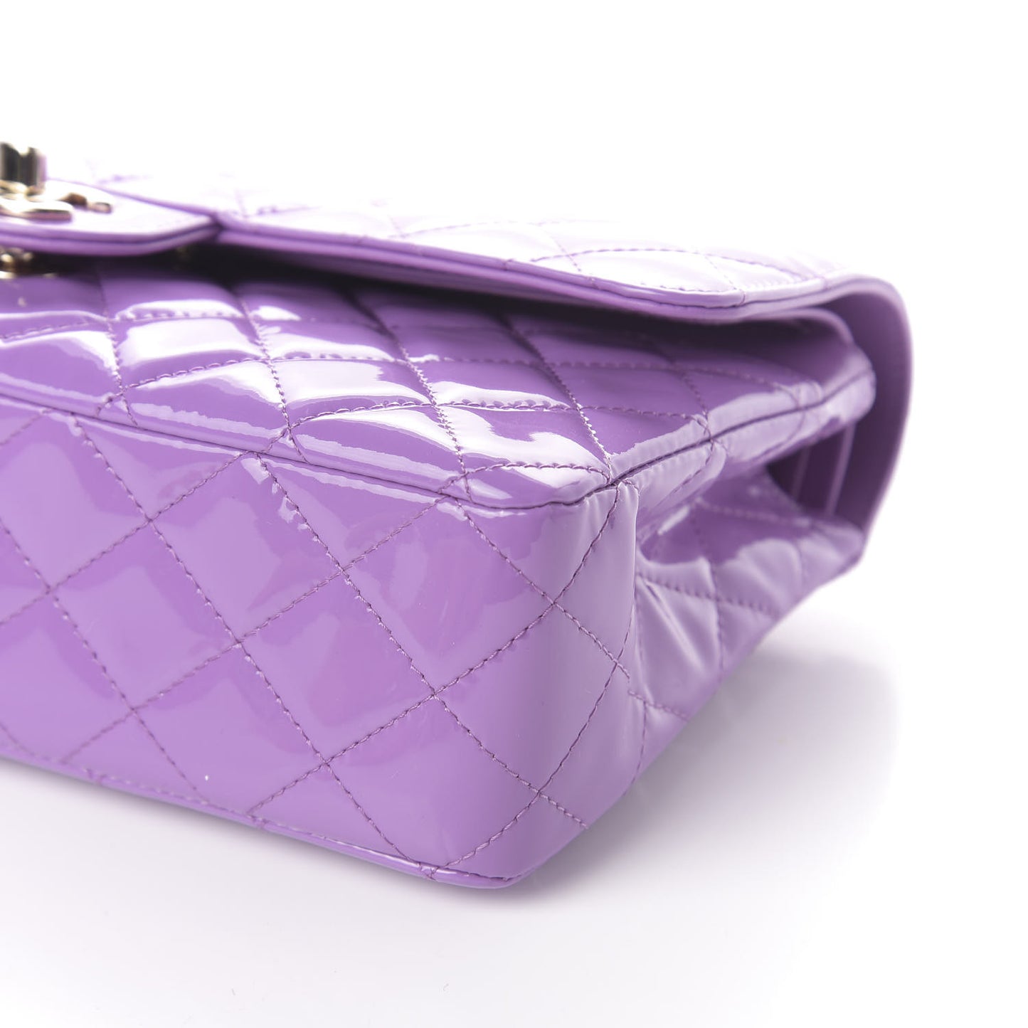 Patent Quilted Medium Double Flap Light Purple