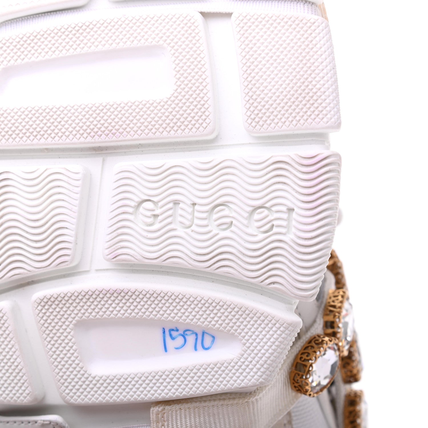 Gucci X SEGA Mesh Calfskin Suede Removable Crystals Womens Flashtrek Sneakers 38 Great White 6 of 11