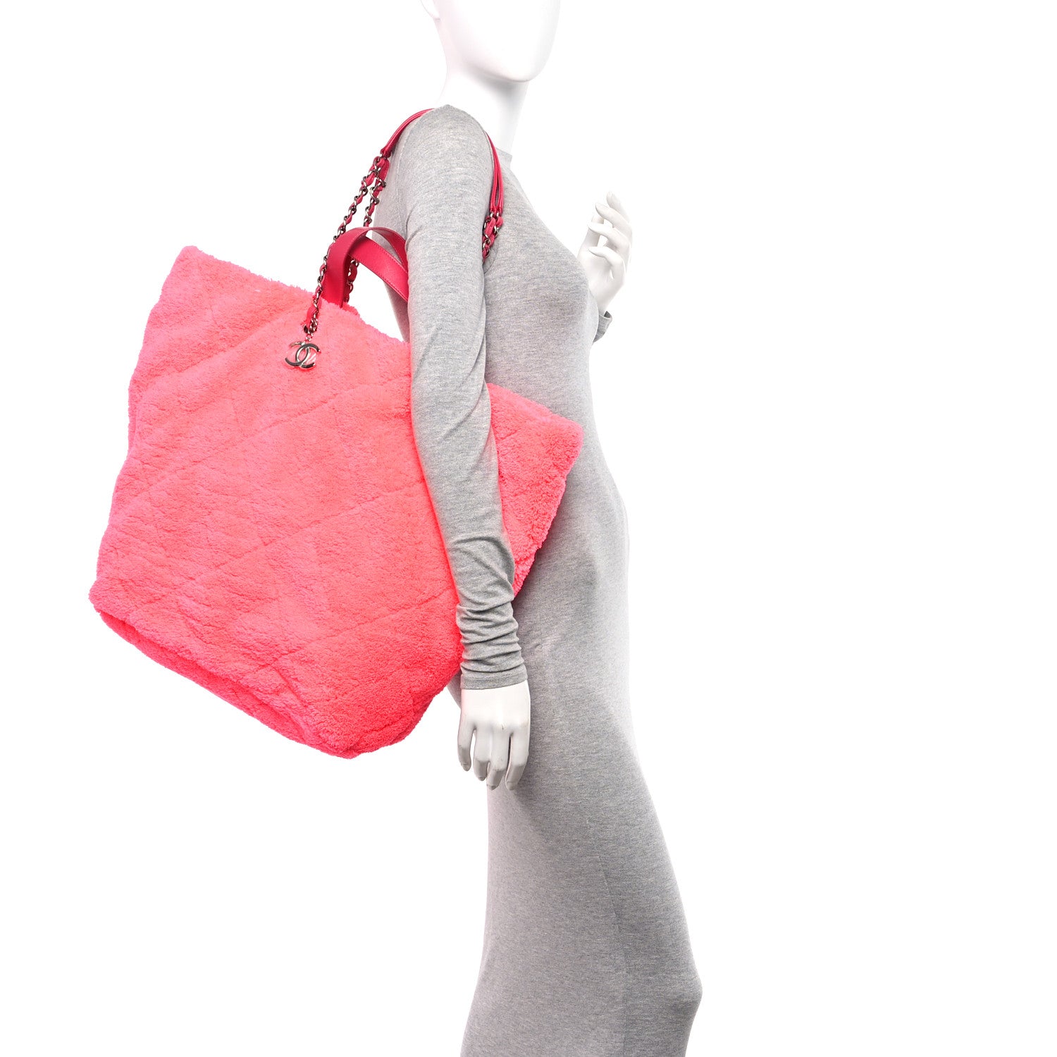 Chanel Terry Cloth Quilted Coco Beach Large Shopping Tote Pink 2 of 10