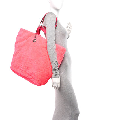 Chanel Terry Cloth Quilted Coco Beach Large Shopping Tote Pink 2 of 10